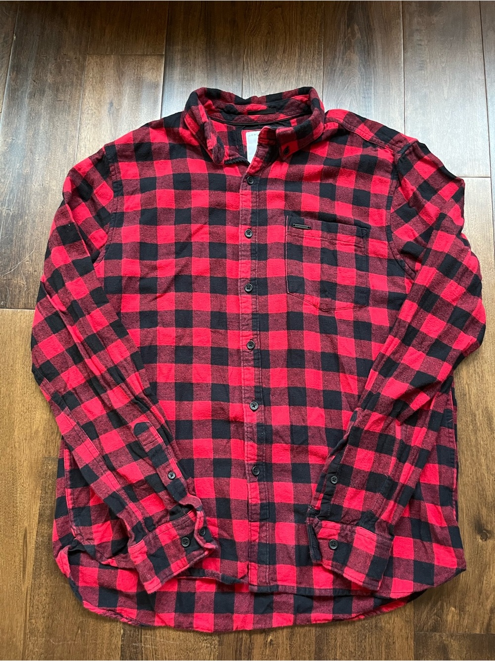 Denim & Flower Red and Black Buffalo Plaid Button-Down Shirt